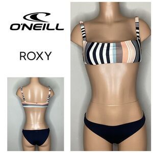 New. O’Neill & Roxy stripe bikini. Medium